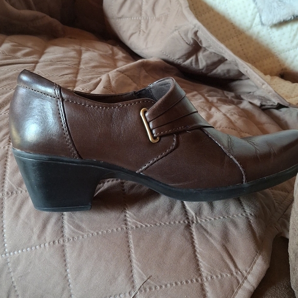 Clarks Shoes - Clarks Brown Leather Heeled Shoes